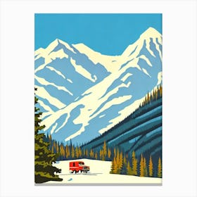 Kicking Horse 3, Canada Midcentury Vintage Skiing Poster Canvas Print
