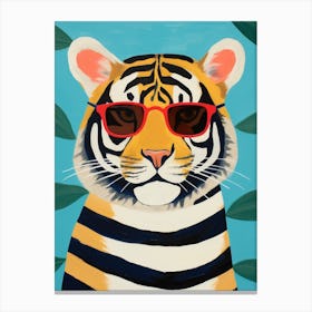 Little Bengal Tiger Wearing Sunglasses Canvas Print