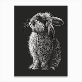 American Fuzzy Lop Blockprint Rabbit Illustration 2 Canvas Print