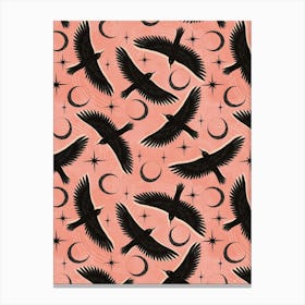 Black Birds And Moons Canvas Print