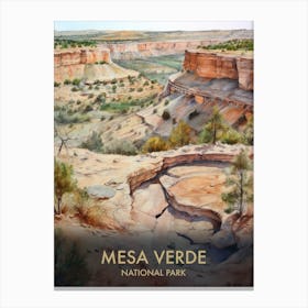 Mesa Verde National Park Watercolour Vintage Travel Poster 2 Canvas Print