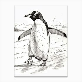 King Penguin Sliding On Ice 2 Canvas Print