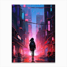 Cyberpunk city landscape Canvas Print