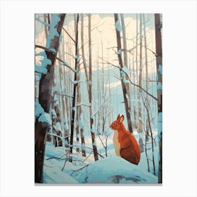 Winter Red Squirrel 3 Illustration Canvas Print
