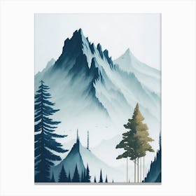 Mountain And Forest In Minimalist Watercolor Vertical Composition 160 Canvas Print