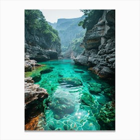 Blue Water In A Gorge Canvas Print