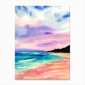 Byron Bay, Australia Pink Watercolour Canvas Print