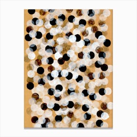 black white beige abstract dots dot circle kusama inspired modern contemporary Canvas Print