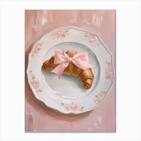 Croissant With A Pink Bow Canvas Print