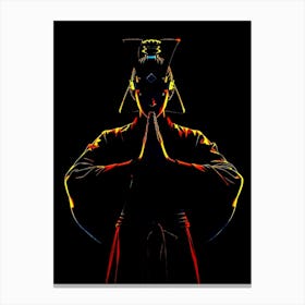 Samurai Neon Silhouette Canvas Print