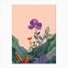 Boho Wildflower Painting Birds Foot Violet 2 Canvas Print