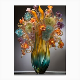 Glass Vase With Flowers Canvas Print