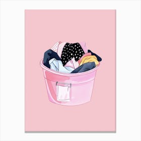 Pink Laundry Basket Canvas Print