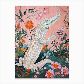 Floral Animal Painting Crocodile 2 Canvas Print