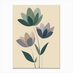 Flowers On A Beige Background 2 Canvas Print