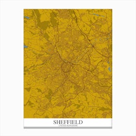 Sheffield Yellow Blue Map Canvas Print