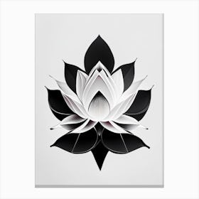 Amur Lotus Black And White Geometric 1 Canvas Print