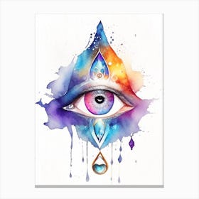 The Ajna Chakra, Symbol, Third Eye Watercolour 2 Canvas Print