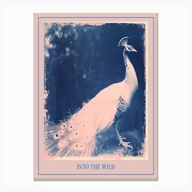 White Peacock Cyanotype Inspired 2 Poster Canvas Print