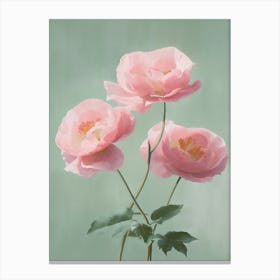 Pink Roses Flowers Acrylic Painting In Pastel Colours 9 Canvas Print
