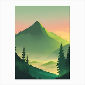 Misty Mountains Vertical Composition In Green Tone 218 Canvas Print