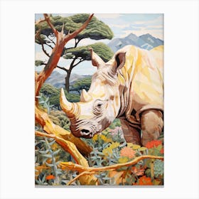 Patchwork Rhino With The Trees 7 Canvas Print