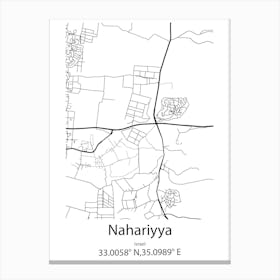 Nahariyya,Israel Minimalist Map Canvas Print