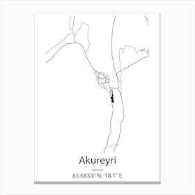 Akureyri,Iceland Minimalist Map Canvas Print