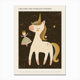Unicorn & A Princess Muted Pastels Poster Canvas Print