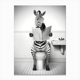 Zebra On The Toilet Bathroom, Zebra Lover Gift Funny Bathroom Canvas Print