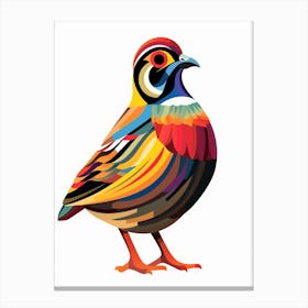 Colourful Geometric Bird Partridge 2 Canvas Print