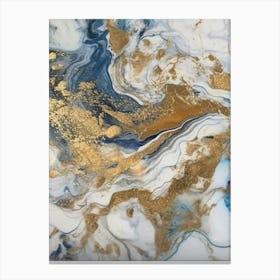 Gold And Blue Marble Painting Canvas Print