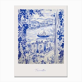 Trieste Italy Blue Drawing Poster Canvas Print