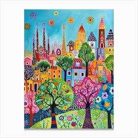 Kitsch Colourful Barcelona 1 Canvas Print