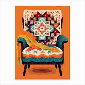 Vintage Crochet Chair Illustration 2 Canvas Print