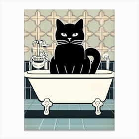 Black Cat In Bathtub 1 Canvas Print