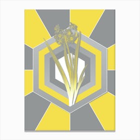 Vintage Daffodil Botanical Geometric Art in Yellow and Gray n.125 Canvas Print