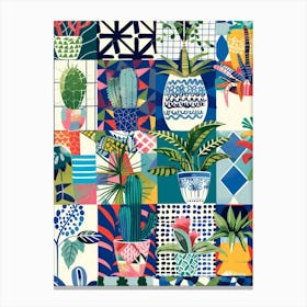 Cactus Patchwork Canvas Print