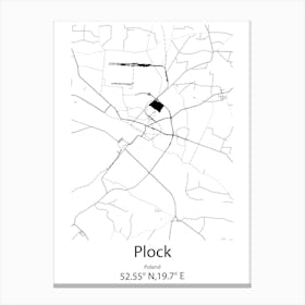 Plock,Poland Minimalist Map Canvas Print