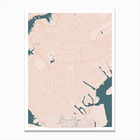 Brooklyn New York Pink and Blue Cute Script Street Map 1 Canvas Print