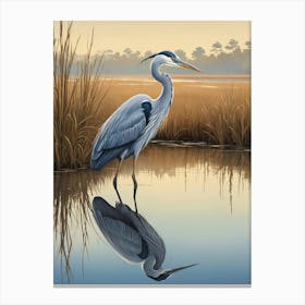 Heron Bird Relaxing in Water Canvas Print