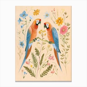 Folksy Floral Animal Drawing Macaw 2 Canvas Print