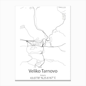 Veliko Tarnovo,Bulgaria Minimalist Map Canvas Print