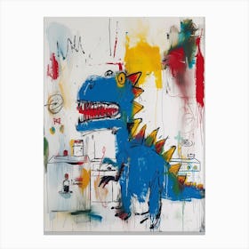 Abstract Graffiti Dinosaur In The Kitchen 4 Canvas Print