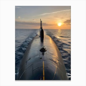 Submarine At Sunset -Reimagined 1 Canvas Print
