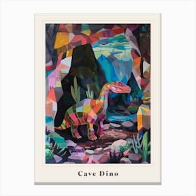 Colourful Dinosaur In A Crystal Cave 3 Poster Canvas Print