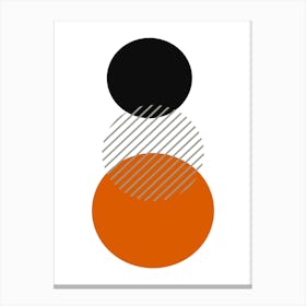 Orange And Black Circles Canvas Print