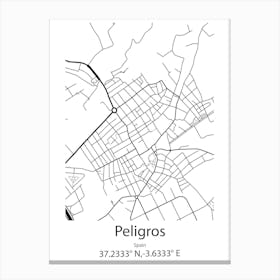 Peligros,Spain Minimalist Map Canvas Print