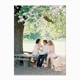 A Jovial Cluster Of Energetic Comrades Nestled Comfortably Outdoors Nestling Closely On A Weathered (5) Canvas Print