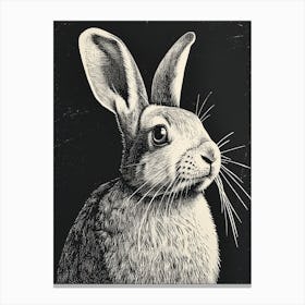 American Sable Black Blockprint Rabbit Illustration 1 Canvas Print